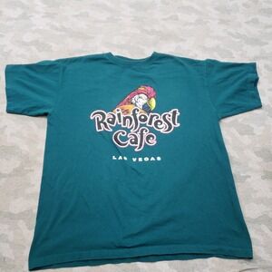 Vintage Rain Forest Shirt Mens Large Green Short Sleeve Made In USA Parot